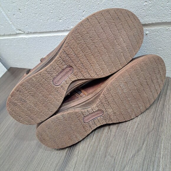 Comfortiva Align Leather Weatherproof Ankle Boots Women's Size 8W Brown Zip Side - Picture 6 of 8